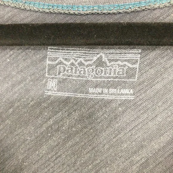 Patagonia Gray Blue Long Sleeve V-Neck Tee Shirt Women's Size Medium - Picture 3 of 4